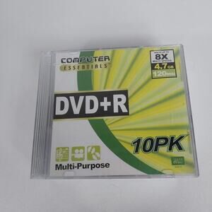NEW 10 pack Computer Essentials DVD+R 4.7 GB 120 min recordable discs data/video